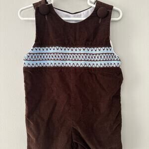 Boys Tricia Smocked Brown And Blue 12 mos